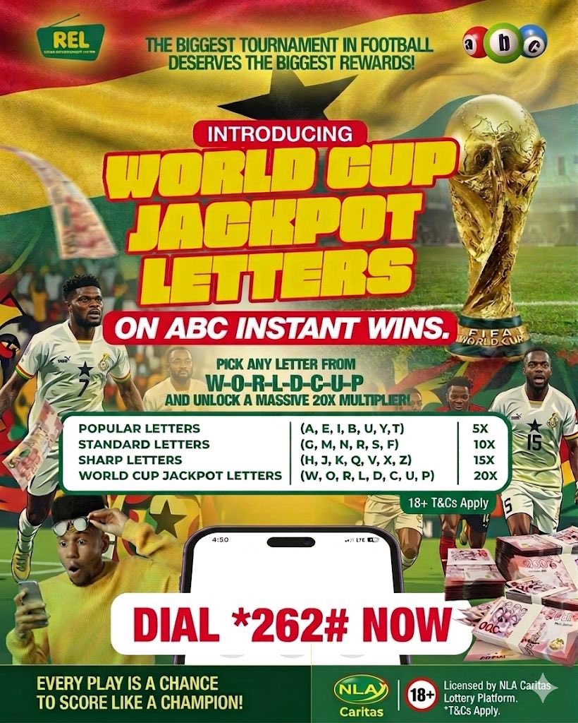 ABCGameGH's tweet photo. 🇬🇭⚽ MATCH DAY! Ghana vs England is ON today!

As the Black Stars battle for glory, why not score some wins of your own? 🔥

🎯 Pick your lucky letters
💰 Win instantly
🚀 Enjoy higher winnings with Power Multipliers

Dial *262# and choose Instant Wins.

Who are you backing today? 🇬🇭👇

#GHAENG #BlackStars #GhanaVsEngland #ABCInstantWins #PowerMultipliers #GhTwitter #WinBig 
#Fifaworldcup