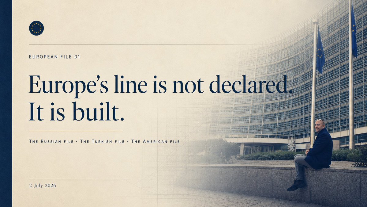 ShayGal84's tweet photo. Europe’s line is not declared.
It is built.
This is the line my work follows:
where principles become decisions, and decisions become power.

Moscow by force.
Ankara by access.
Washington by dependence.
The line continues.

2 July 2026.
קו אירופי לא מכריזים.
קו אירופי בונים.
זה הקו שמוביל את העבודה שלי:
המקום שבו עקרונות הופכים להחלטות, והחלטות הופכות לכוח.

מוסקבה בכוח.
אנקרה דרך גישה.
וושינגטון דרך תלות.

הקו ממשיך.

2.7.26