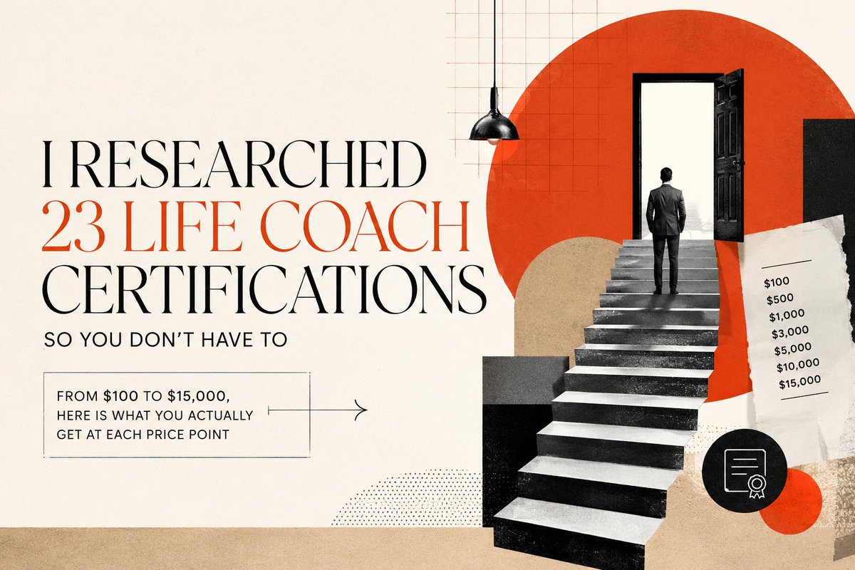 ExpertRatingSo1's tweet photo. 🎯 Thinking about becoming a life coach? I researched and compared 23 popular life coach certifications, covering costs, training hours, accreditation, and real career value 📊

Before you spend thousands on a program, check out this breakdown first 👇

https://t.co/zMGK5yr1Xa https://t.co/UZ9IYPcfrP
