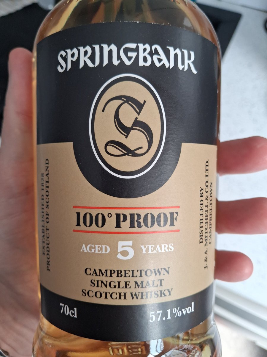 garrypickles's tweet photo. Managed to get hold of one of the new 5 year old Springbanks. Now added to my growing whisky collection. The Springbank 5 Years 100 Proof (57.1% vol) will be bottled and released quarterly, with a consistent 100% ex-bourbon cask maturation. #springbank5 #springbank100proof #campbeltownwhisky