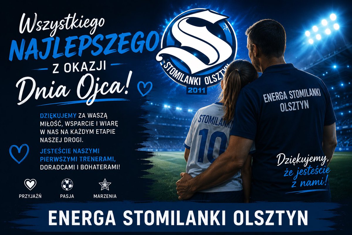 Stomilanki's tweet photo. 𝗪𝗦𝗭𝗬𝗦𝗧𝗞𝗜𝗘𝗚𝗢 𝗡𝗔𝗝𝗟𝗘𝗣𝗦𝗭𝗘𝗚𝗢!

Wszystkiego najlepszego z okazji Dnia Ojca dla wszystkich Tatusiów, którzy wspierają nas na każdym kroku piłkarskiej drogi! 

Dziękujemy, że zarażacie nas pasją i pomagacie spełniać marzenia. 💙🤍

Dziękujemy, że jesteście z nami! https://t.co/5TjKwMDiUx