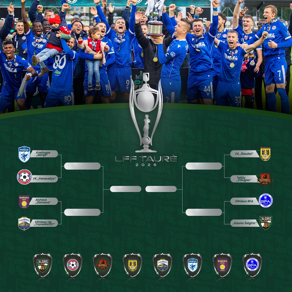 LituanieFootFR's tweet photo. Les quarts de finale de la #LFFTaure ça commence aujourd'hui !
A 17h, la #BFA recevra le #KaunoZalgiris à la BFA Arena (live-tweet)
A 17h30, le tenant du titre #Panevezys ira chez le tombeur de #Suduva : #Minija au Stade de Kretinga https://t.co/pjfQ3ZysZw