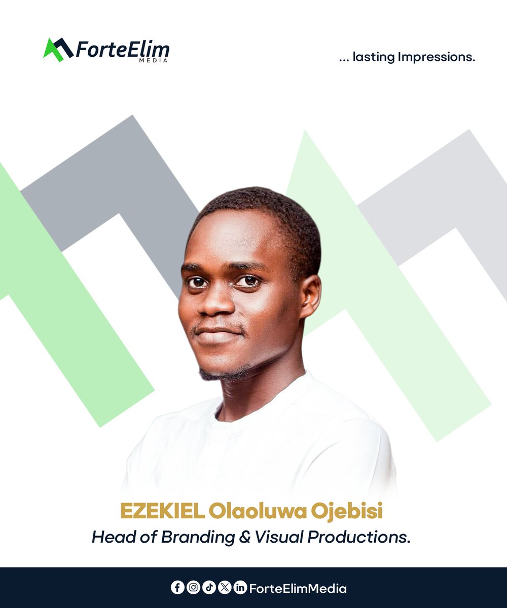 ForteElimMedia's tweet photo. Team Spotlight ~ Meet  Ezekiel Ojebisi @EzekielOla29742 our Head of Branding and Visual Productions.  A great brand designer with keen interest in aesthetics and details. We have the best! So you can get the best!
#explorepage
#explore 
#forteelimmedia https://t.co/aGrpa1iyhq