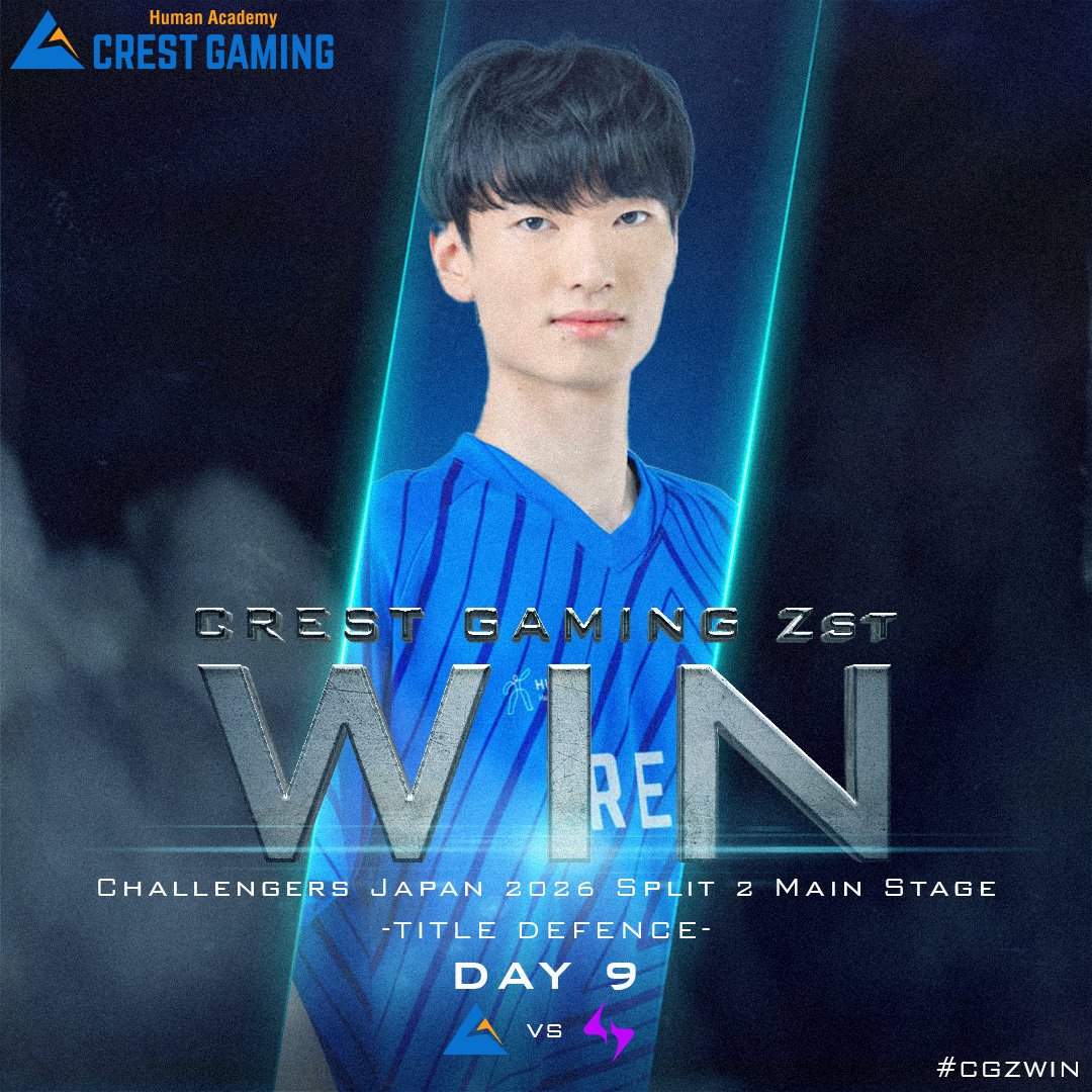 crest_gaming's tweet photo. 【#VALORANT】

VALORANT Challengers Japan 2026 Split 2
Main Stage Day 9
🆚INSOMNIA 2-0 Win

Split 1時の調子を取り戻し、見事勝利しました！
残りの試合は全勝できるように精進してまいります。
引き続き皆様、応援よろしくおねがいします👊🔥
#CGZWIN #ChallengersJP #CHJP https://t.co/sdwxUmhYh5