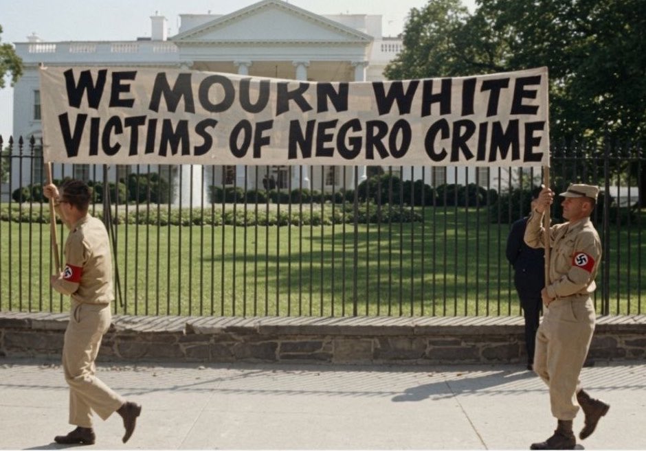 no_one_quits's tweet photo. Members of George Lincoln Rockwell's American Nazi Party picket the White House in September 1963. https://t.co/K569n7Kv53