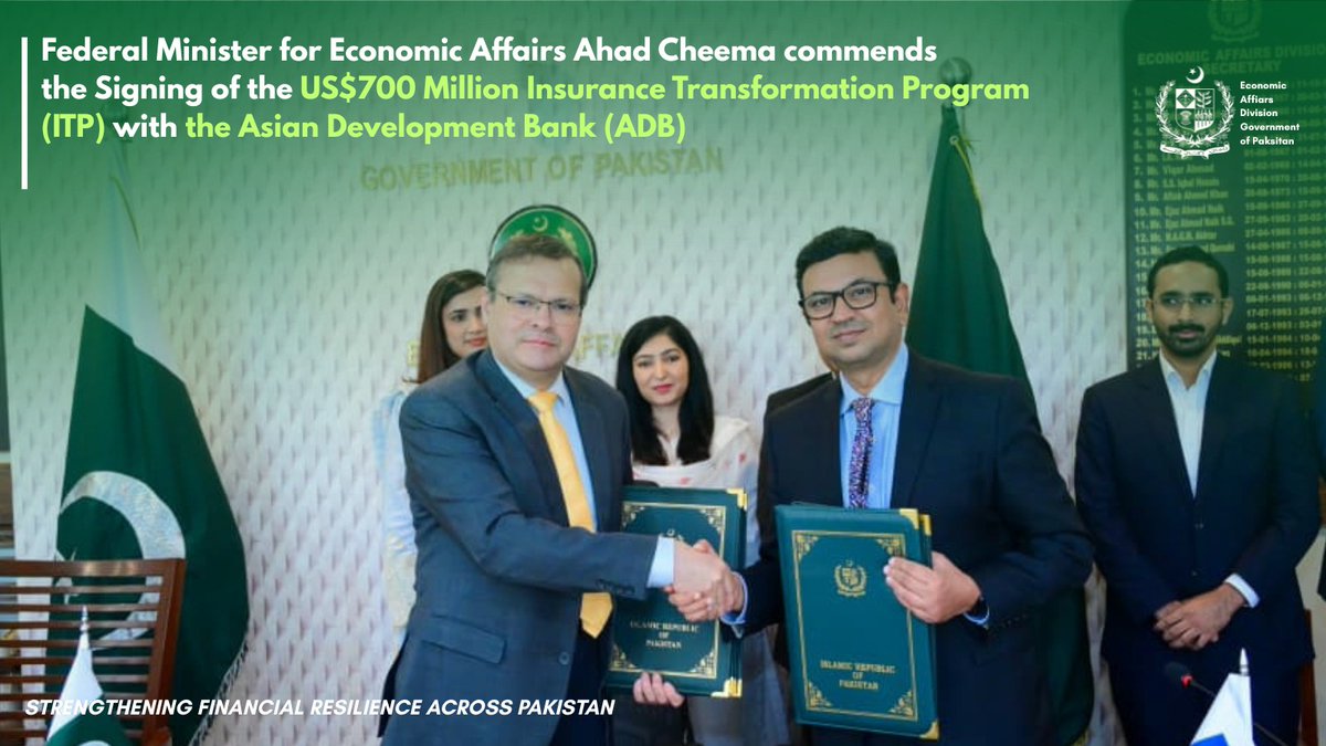 eadgop's tweet photo. Minister for Economic Affairs Ahad Cheema commends the efforts of EAD and ADB’s PRM in achieving this success. He stated that the @GovtofPakistan would successfully implement this flagship program, as it remains committed to advancing development initiatives. @PakistanADB 1/3 https://t.co/ydCWABikvu