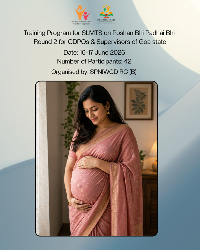 SPNIWCD_MWCD's tweet photo. A Training Programme for SLMTs under Poshan Bhi Padhai Bhi Round 2 for CDPOs and Supervisors of Goa was organised from June 16-17 June, 2026 at SPNIWCD, RC,Bengaluru. A total of 42 participants were trained.

#MinistryWCD #SPNIWCD #PoshanBhiPadhaiBhi #ChildDevelopment https://t.co/5fMSDyrr2Z