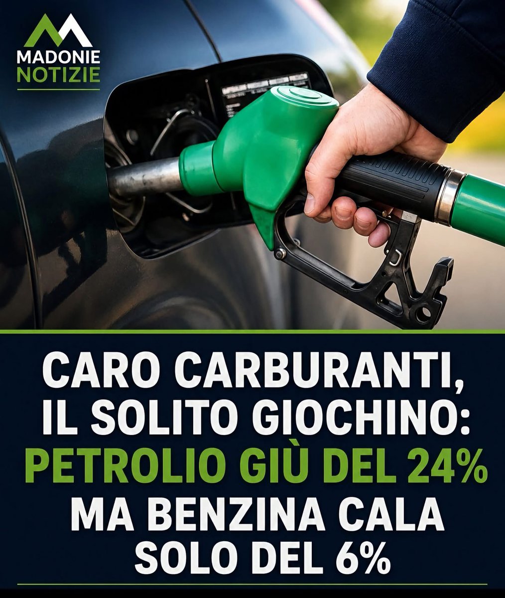 NicolaIndelica6's tweet photo. In radio nel 2023… in tutta Europa la benzina sale e dopo due o tre settimane scende… in Italia invece sale e per scendere ci vogliono mesi e mesi… mah chi sa perché 🤔
È così difficile capire che vi prendono per il culo 🤷‍♂️
Sono i rincoglioniti non ci arrivano 🤦🏻 https://t.co/HjgsIdN6Np