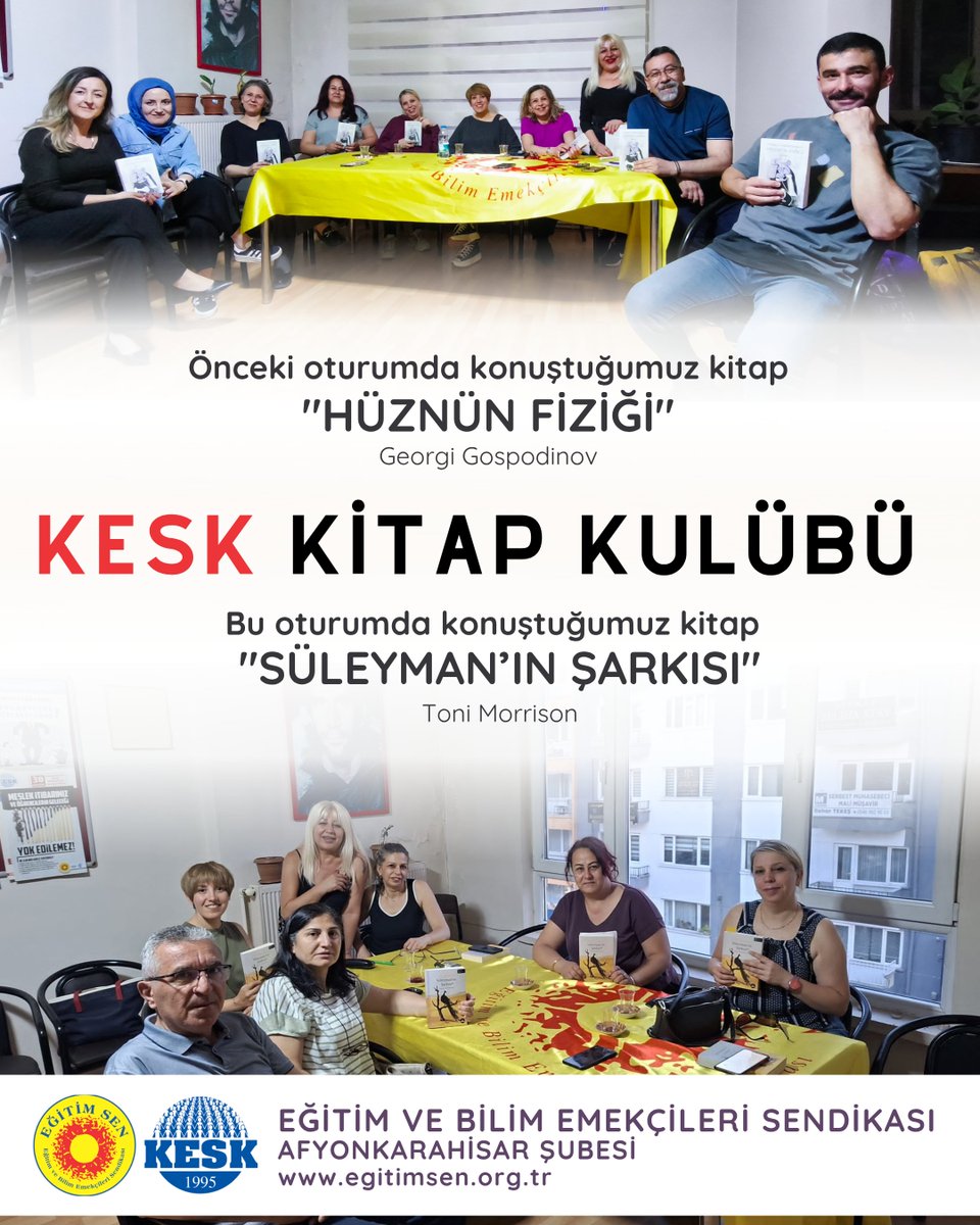 AfyonEgitimSen's tweet photo. #KESK #Kitap Kulübü olarak bu oturumda "Süleyman'ın Şarkısı" kitabı hakkında sohbet ettik. https://t.co/e90CANNBdX