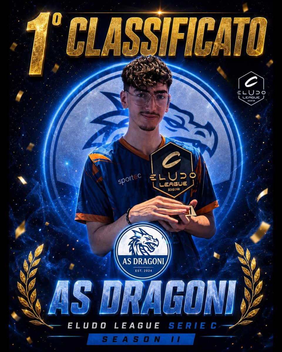 eLUDO_official's tweet photo. 🏆 SERIE C

Playoff avvincenti e una finale combattuta hanno chiuso la Eludo League Serie C - Season II.

🥇 @ASDragoni 
🥈 @equipoxi 

Un percorso lungo una stagione che ha premiato due squadre protagoniste assolute della categoria.

Complimenti ad AS Dragoni per il titolo conquistato e ad Equipo XI per aver raggiunto la finale e chiuso al secondo posto. 👏🏆

#eludoleague #eludo #seriec #proclub #fc26I