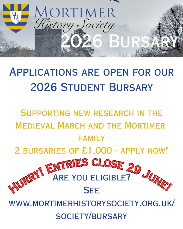 MortimerSociety's tweet photo. Calling all #historyPhD and #historyMA students - entries for the MHS bursary close on 29 June. Submit your entry in time for the chance to secure £1,000. Don't miss out! https://t.co/rMDacNPuLG