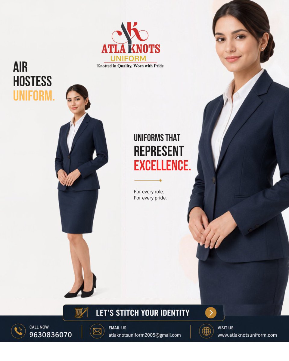AtlaUni's tweet photo. Professionalism starts with the right uniform. 👔✨

At Atla Knots Uniform, we design uniforms that combine comfort, durability.

📞 Call Now: 9630836070
📧 Email: atlaknotsuniform2005@gmail.com
Let’s stitch your identity together.

#AtlaKnotsUniform #UniformManufacturer https://t.co/20X8a2pWzs