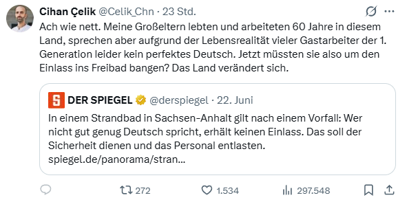 ben_brechtken's tweet photo. Wie kann man nach 60 Jahren in einem Land nicht gut genug die Sprache beherrschen, um Einlass in ein Freibad zu bekommen? https://t.co/Q762EaSb9F