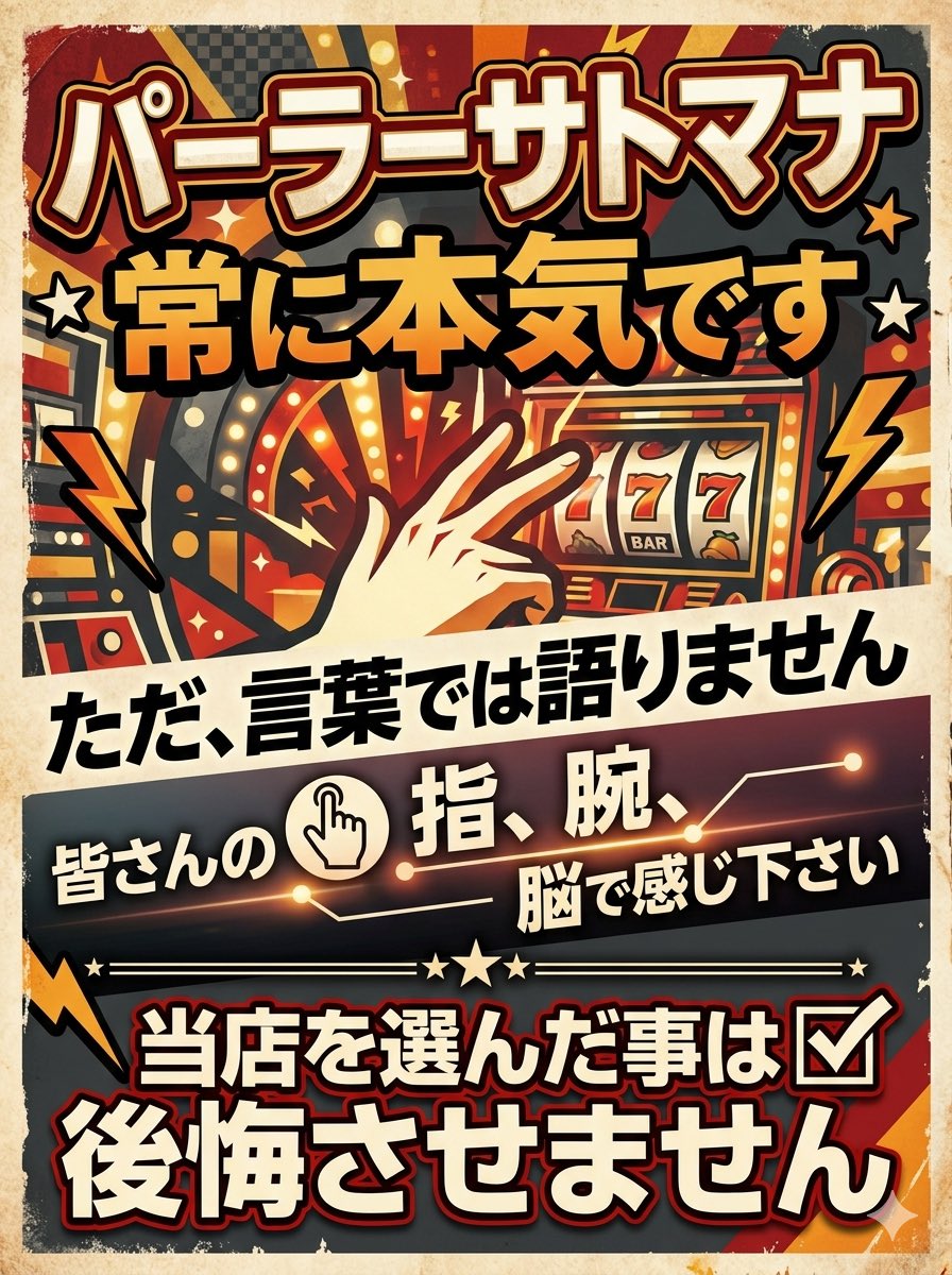 sankf23649's tweet photo. もし、サトマナがパチ屋をオープンしたらこのポスター使います！

出そうじゃない？
ぶち抜きしますけど笑 https://t.co/Zz4e8KCbAW