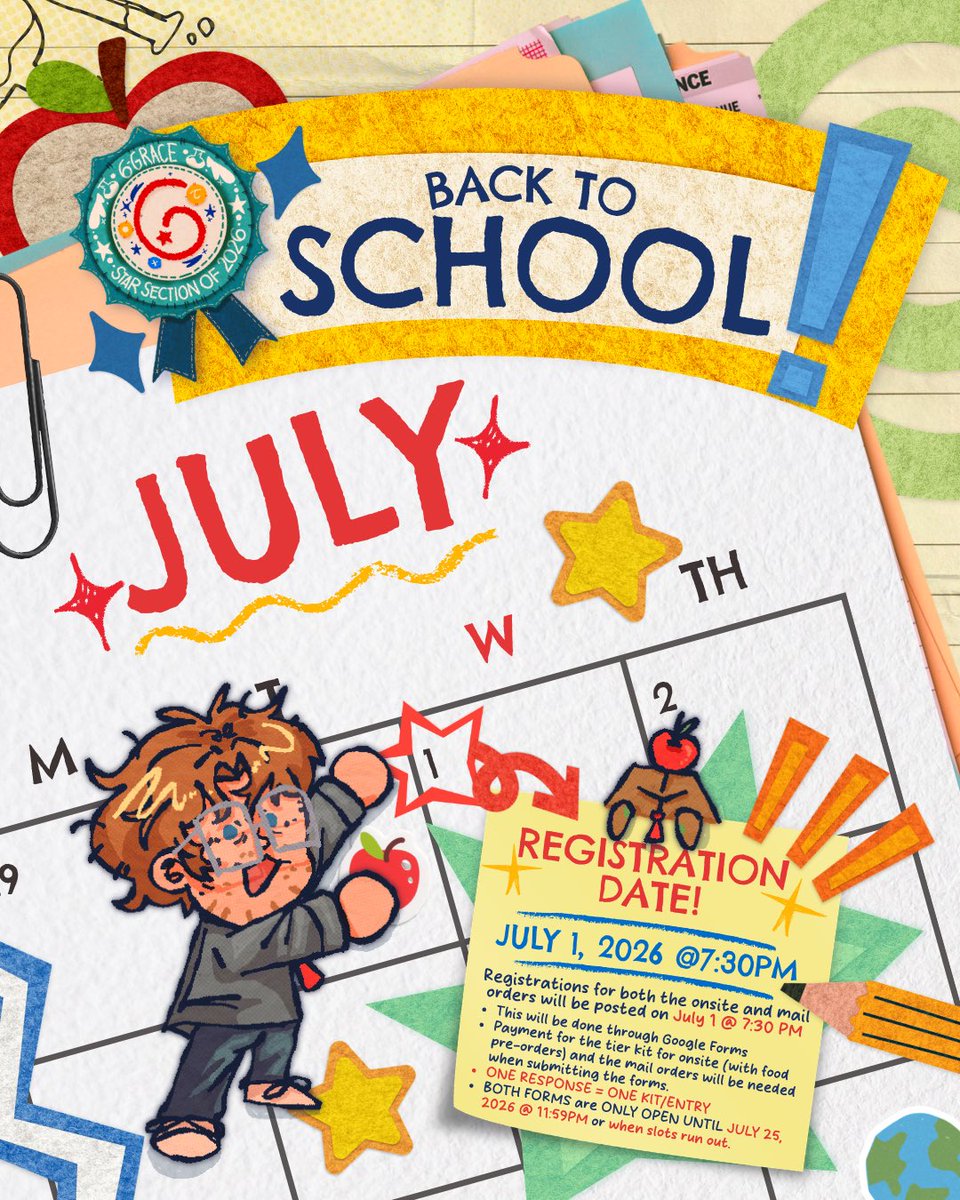 petrovaPH_CSE's tweet photo. 📣 Are you ready to enroll for #6_GRACE: Star Section of 2026, students?

Registration for both onsite and mail orders will open on:
🗓️ July 1, 2026 @ 7:30PM
💌 ONE RESPONSE = ONE KIT/ENTRY
⏳ Until July 25, 2026 @ 11:59PM or until slots last

More details will be revealed soon! https://t.co/qT74c3dzWN
