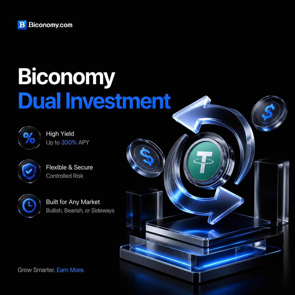 BiconomyCom's tweet photo. 💭 Where will your USDT be 1 year from now?

💼 Idle in wallet → still 0 yield
🏦 Bank savings → maybe 0.5%
💎 Biconomy Dual Investment → up to 3-digit APY

One year. One choice. Big difference.

👉 https://t.co/7srD7uWaU0

#BiconomyCom #DualInvestment https://t.co/4PtOvG2IZR