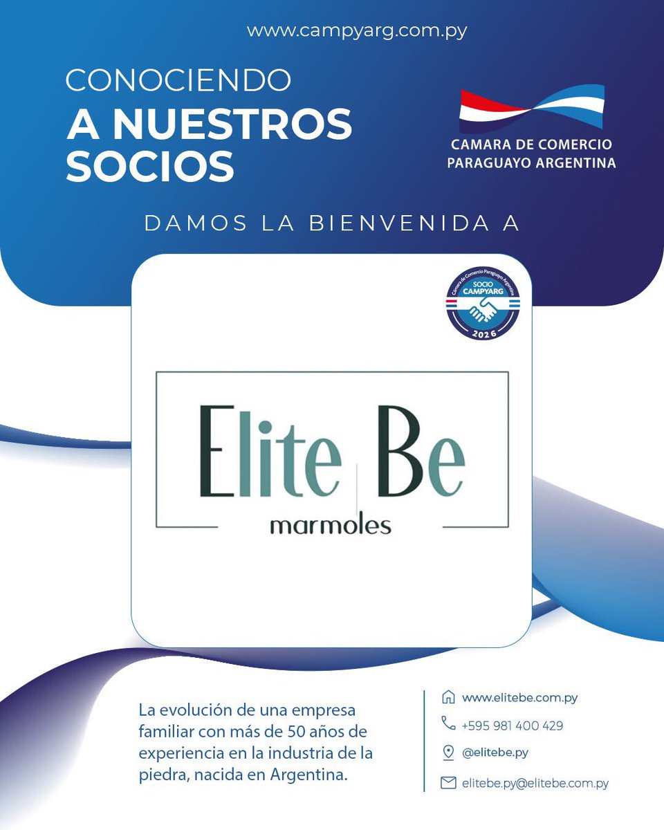campyarg's tweet photo. Damos la bienvenida a Elite Be como #SocioCampyarg 👏🤝

Para más información: +595 991 400 429

➡️ Asociate vos tambén en https://t.co/FmBEwDJ4Ik

#Campyarg https://t.co/Ol7KIpmMZo