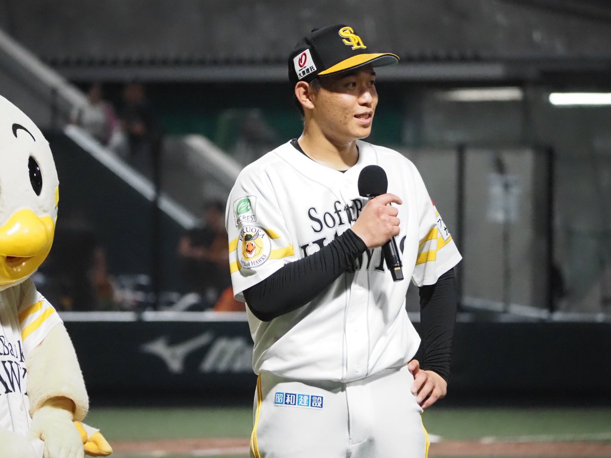 Bambies2025's tweet photo. 【2軍戦】
#北斗 投手がプロ初完投勝利🌟
9回116球を投げ、6安打1失点‼️
素晴らしいピッチングでした！！！
#sbhawks
#Bambies https://t.co/cy1XVz0ygI