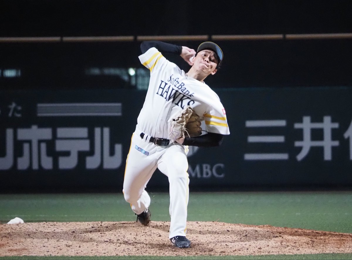 Bambies2025's tweet photo. 【2軍戦】
#北斗 投手がプロ初完投勝利🌟
9回116球を投げ、6安打1失点‼️
素晴らしいピッチングでした！！！
#sbhawks
#Bambies https://t.co/cy1XVz0ygI