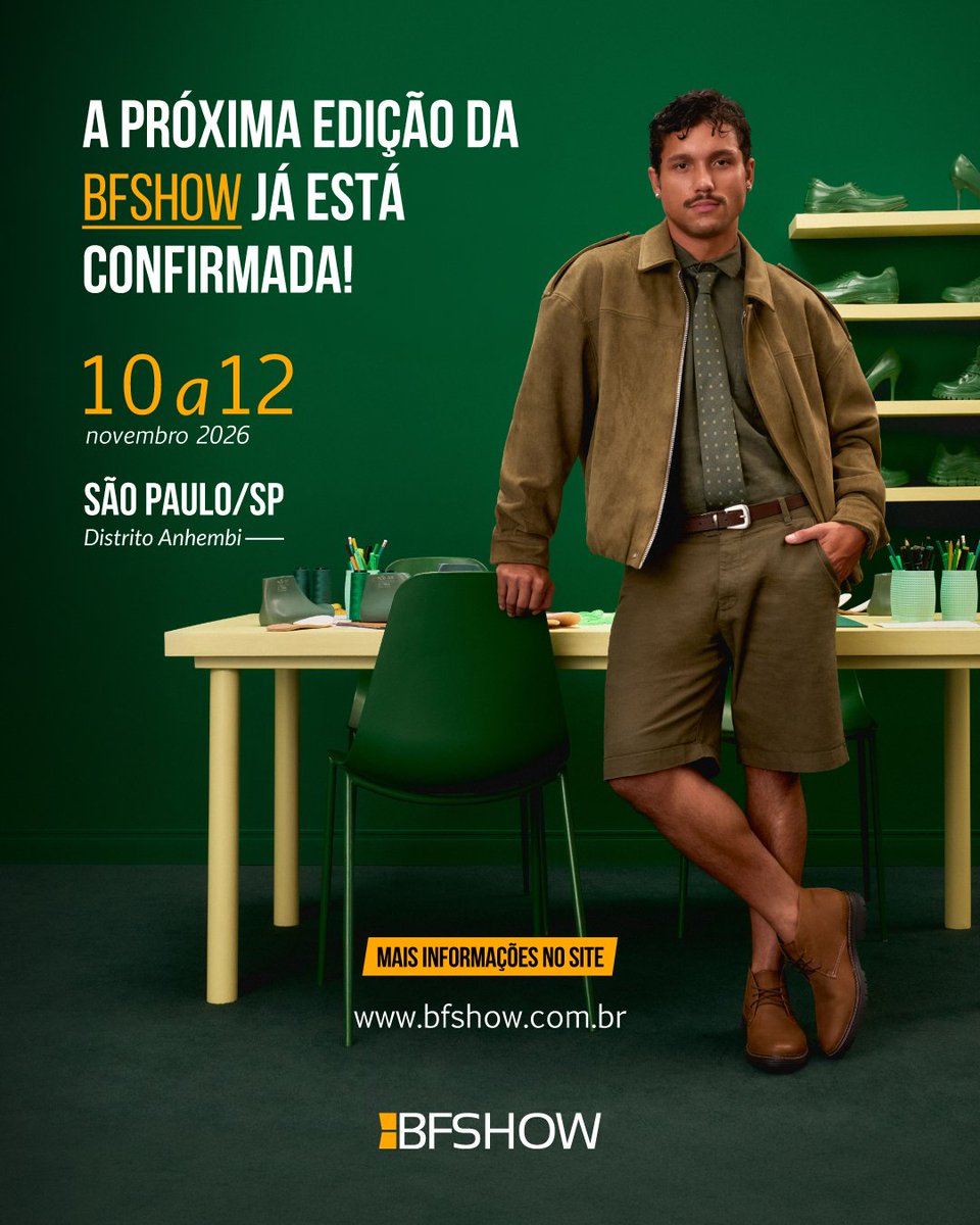 abicalcados's tweet photo. A 7ª edição da BFSHOW está com data marcada! 📆💚

Prepare-se para voltar aos corredores da maior feira calçadista da América Latina de 10 a 12 de novembro, no Distrito Anhembi, em São Paulo/SP. Muitos negócios, conexões, tendências, sustentabilidade e soluções aguardam você. https://t.co/tM6UsVOjxj