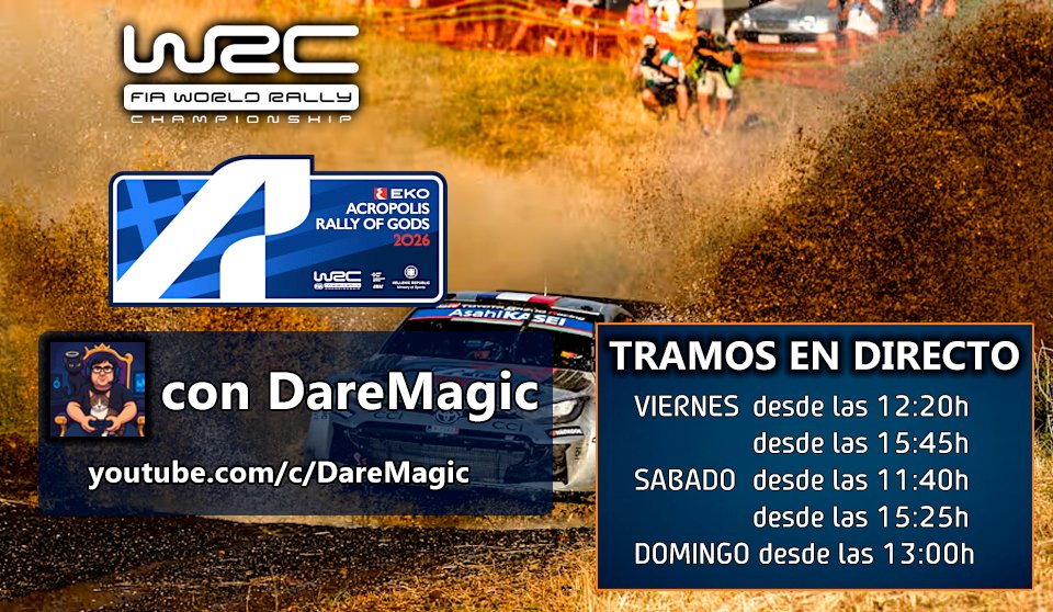 DareMagic_YT's tweet photo. Estamos en semana de #WRC y este es nuestro menú para el Rally de los Dioses #AcropolisRally 

Jueves 20:00 > Especial recordando al Sebastien Loeb Rally EVO

Y desde el Viernes.... https://t.co/evdRnx3h7C