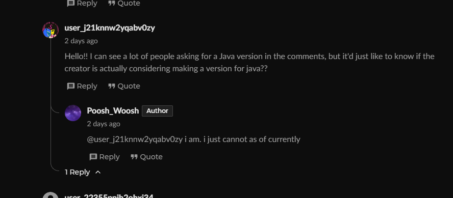 _S4shaaaa_'s tweet photo. @s1nn3r_r you can ask them! they wanto make the mod for java too, but they just have a laptop from what i read fromj the comments https://t.co/0zCZy3uhfr
