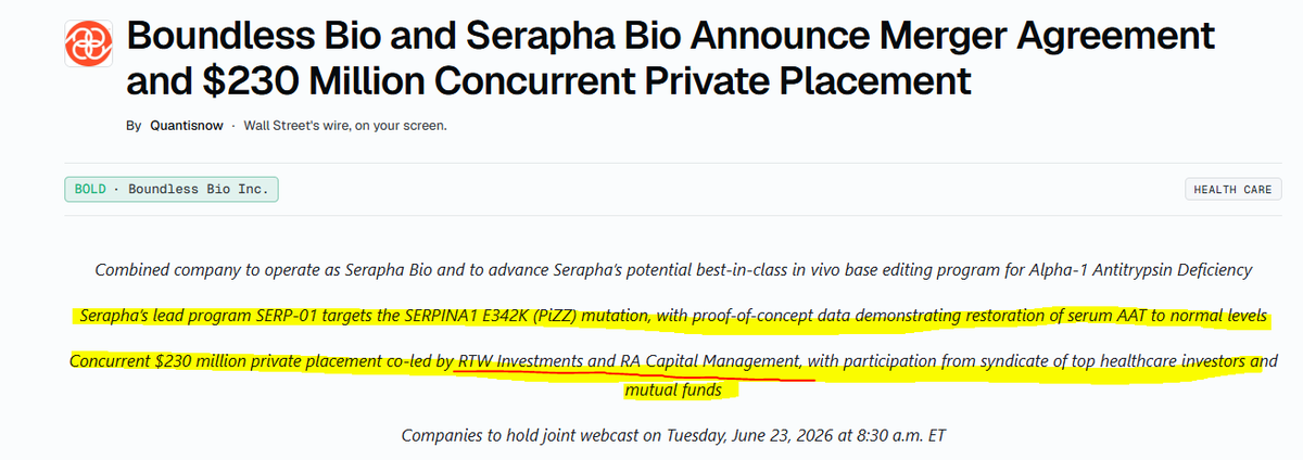 Lord_of_Biotech's tweet photo. Boooom $BOLD with a top notch merger deal:

Stock should go at least above 2.50 probabaly more. Nice result. Congrats to everyone involved!

Reverse mergers are on fire for biotechs! Nice result at this bloody pre market day https://t.co/7RRxmpmRsW