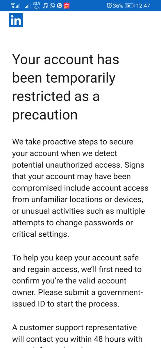isahdeco02's tweet photo. Hi 
@LinkedInHelp   
I completed the identity verification process for my account, but I still haven't regained access. LinkedIn is essential for my professional work and business. Could you please review my case and help restore access? Thank you https://t.co/A78N051GhB