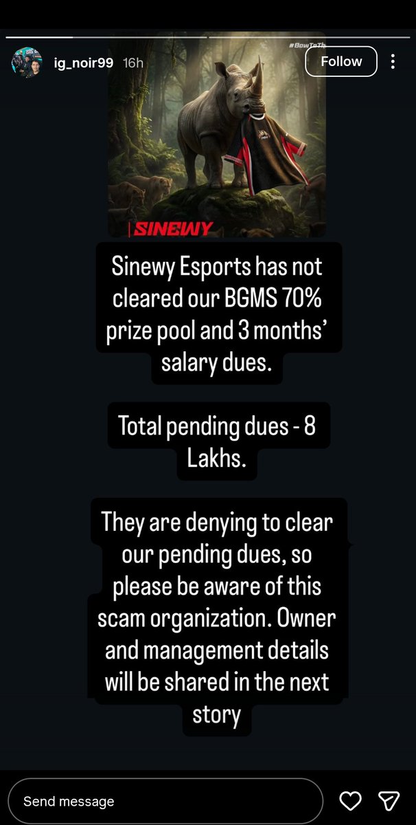 Bumbleghee's tweet photo. Owner of Sinwey eSports Aman Lari not clearing dues of current 7 gods lineup who were part of sinway eSports a few months earlier 

Reposts appreciated 🫶❤️ https://t.co/GBeUOvbwqA