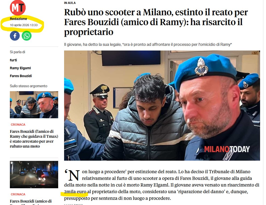 Max_atwork's tweet photo. @Tommasocerno un po' di sterco..sotto l'articolo,mancano le foto dei magistrati che liberano i delinquenti con le scuse più assurde 
tipo il non luogo a procedere per Faras Bouzidi che dopo aver rubato uno scooter in Via Pirandello ha pagato i danni al proprietario..MA DOVE  HA PRESO I SOLDI? https://t.co/8A8KGCygv6