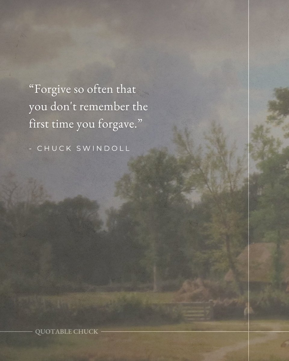 chuckswindoll's tweet photo. Forgiveness so generous, you lose count.

When Peter asked Jesus how often we should forgive — seven times, perhaps? — Jesus' answer wasn't a number. It was a posture. "Seventy times seven," He said. Not because that's the cap, but because forgiveness, fully embraced, becomes a way of life rather than a transaction we track.

Does that feel impossible? It would be — if it weren't for the One who lives in us, doing what we cannot do on our own.