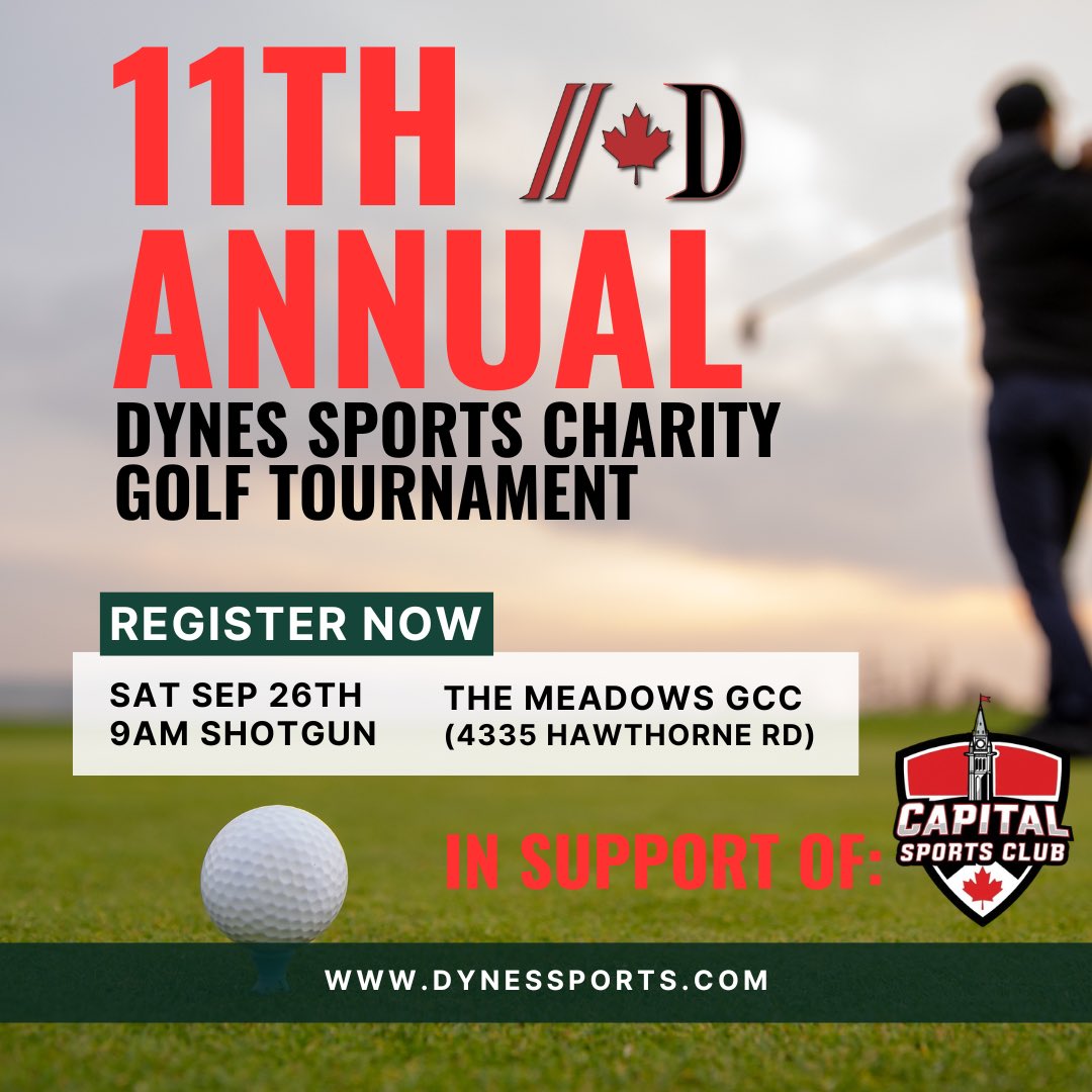 dynessports's tweet photo. Mark your calendars 🗓️ 

The 11th annual Dynes Sports golf tournament is set for Saturday September 26th at the Meadows GCC. Register your foursome, purchase your dinner ticket, or learn about sponsorship opportunities at https://t.co/9pbMm8XksO today! https://t.co/oVV4w2vMXc