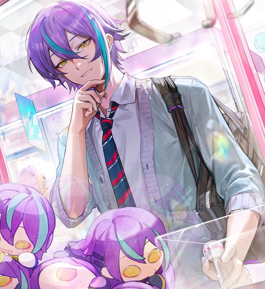 KAMlSHlROS's tweet photo. the cnsekai art having him roll his bigass cardigan moesleeves up (rui sign of lock in state) to use a crane machine. MMMMOEEEEEEEEE!!!!!!! https://t.co/uvYQLAGvim