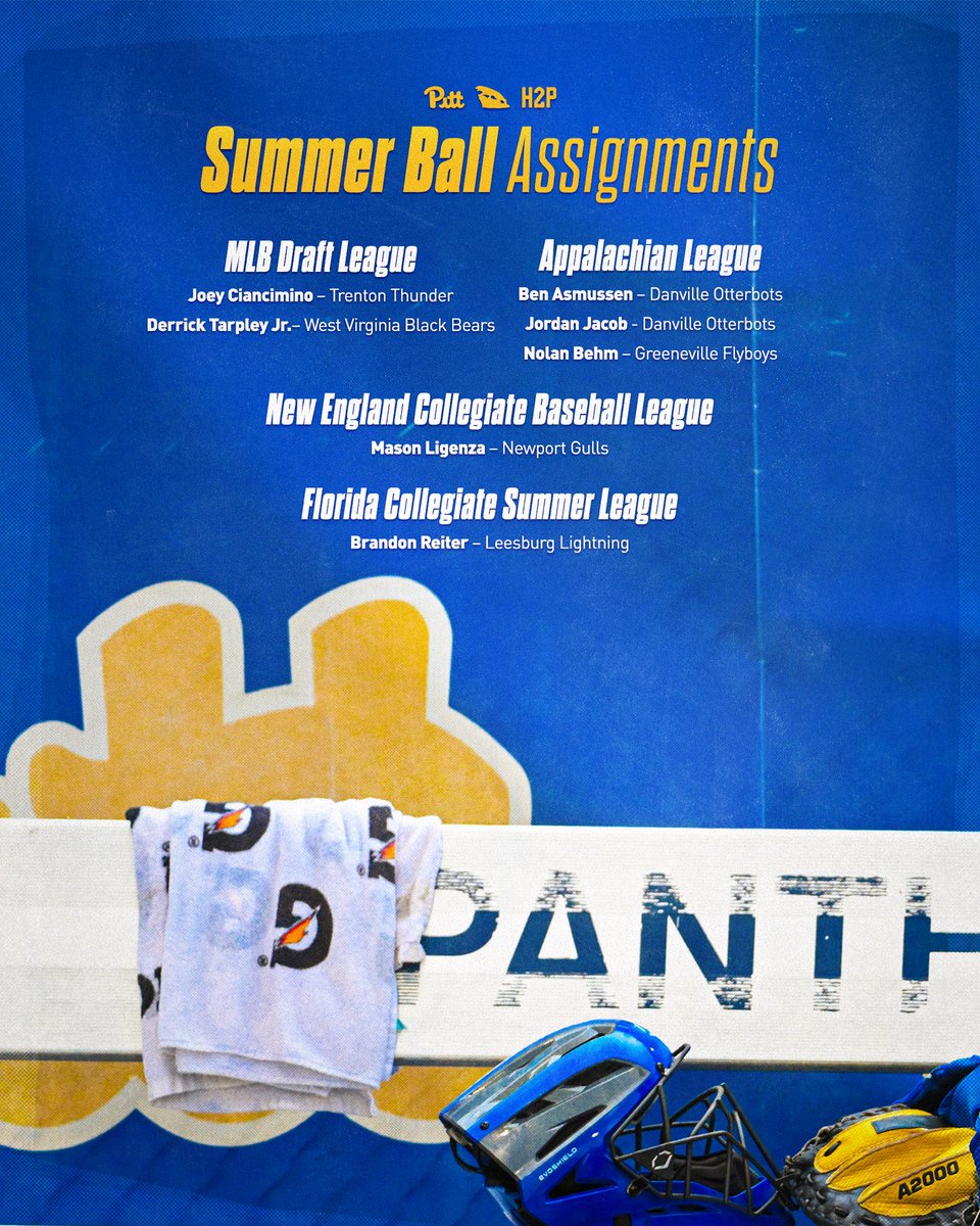 Pitt_BASE's tweet photo. 𝗦𝘂𝗺𝗺𝗲𝗿 𝗕𝗮𝗹𝗹 𝗔𝘀𝘀𝗶𝗴𝗻𝗺𝗲𝗻𝘁𝘀 ✍️🏖️

Here’s where our Panthers are playing this summer ⤵️☀️ https://t.co/eNK7xeuSER