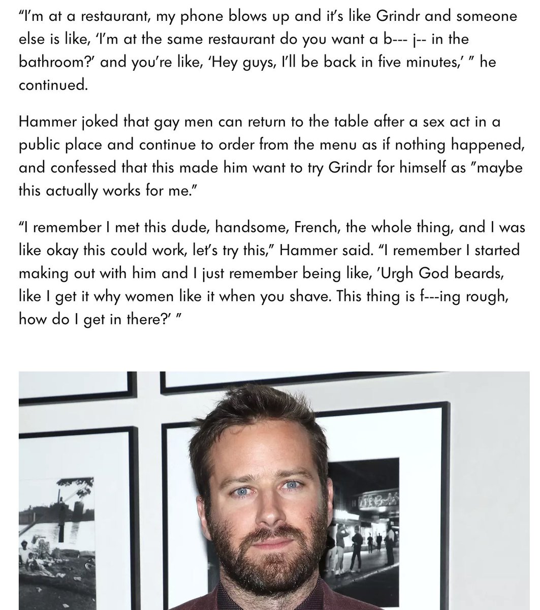 Tolkemita's tweet photo. @raven_brah You could say the director is brave despite it being a dogshit movie, but Hammer is nothing more than a degenerate liberal who'll clearly jump at any opportunity after being cancelled.

This freak starred in one of the most egregiously anti-white/straight plays ever. https://t.co/HgPn8tel6M