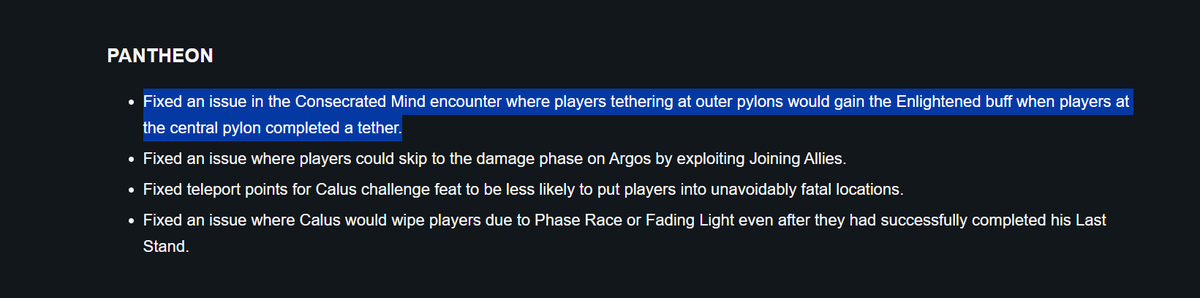 GSXRCLYDE's tweet photo. I thought this was a change in Pantheon. Being able to tether everyone was nice. Now this encounter will be tough for LFGs. https://t.co/y7fziZrlK5
