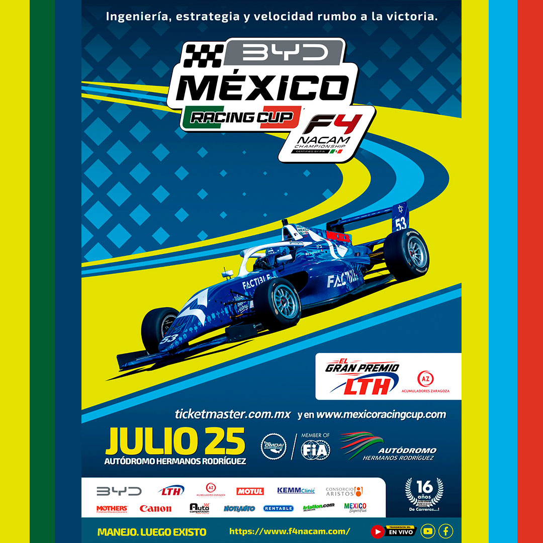 formula4_nacam's tweet photo. F4 NACAM regresa al Autódromo Hnos. Rodríguez el sábado 25 de julio para el Gran Premio LTH
Boletos muy pronto en Ticketmaster
#bydmexicoracingcup #f4nacam #ahr #lth https://t.co/sUCP1LmOE4
