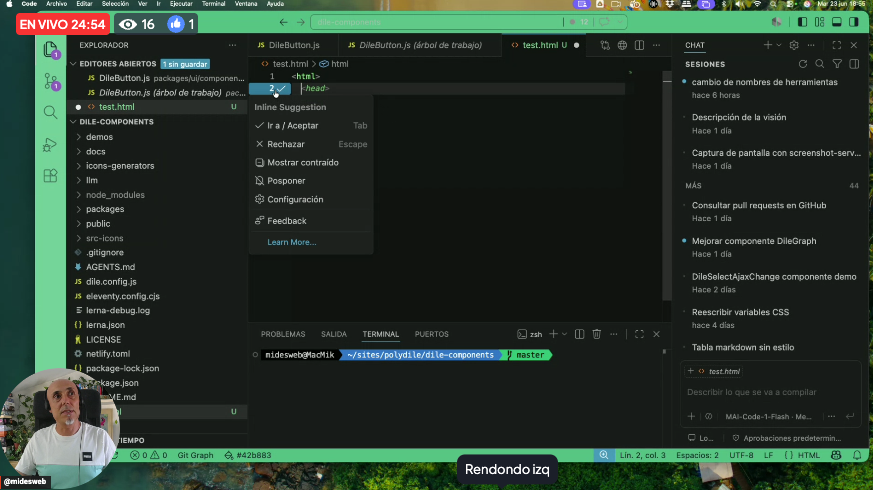 EscuelaIT's tweet photo. Ahora en directo Masterclass de Github Copilot desde https://t.co/KlD4c5tzi6 https://t.co/RkksjXWGnP