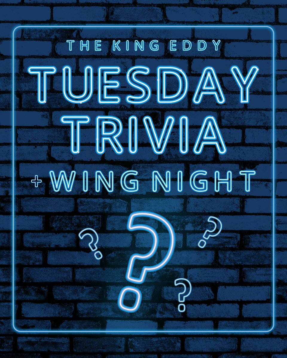 KingEddyYYC's tweet photo. Trivia is back tonight! 🍗 Fuel up with half-price wings for under $10 a pound from 5 pm, then join us at 6 pm for a lively round of trivia. No cover. Bring your smartest friends. Please note there will be no trivia on June 30, July 7, or July 14 due to private event closures. https://t.co/2pdSYbTKVe