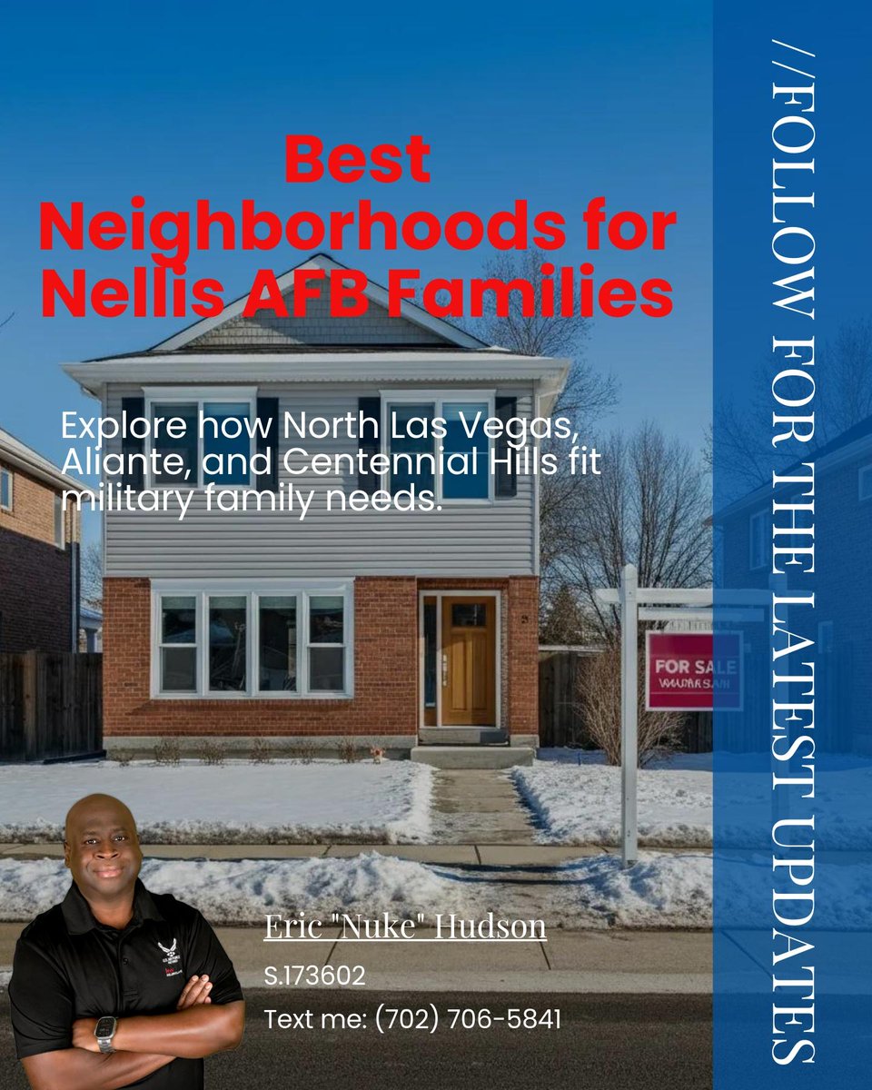 EricSellsVegas's tweet photo. North Las Vegas, Aliante, and Centennial Hills each bring something different for Nellis AFB families, think schools, commute, and community amenities. Which one would be your top pick and why? https://t.co/tGU4zNKHxK