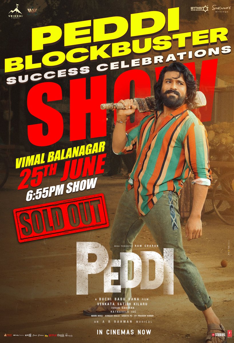 OrangeMovie4K's tweet photo. A Packed House at Vimal 70MM 💥

The Celebrations Are Getting Bigger. Peddi Success Celebrations Show at Vimal Theatre is Housefull.😎🕺

#Peddi https://t.co/HIQfn1F1FU