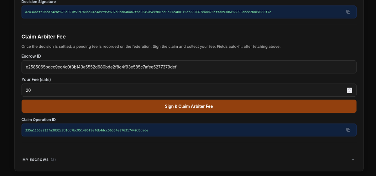 Harsh_dev098's tweet photo. If a dispute occurs:
👉 Funds remain locked
👉 Evidence is reviewed off-chain
👉 The designated arbiter decides the outcome
👉 The federation verifies the arbiter's signature and enforces the result

The federation enforces the contract but never knows the participants identities https://t.co/BhvziGQ7YS