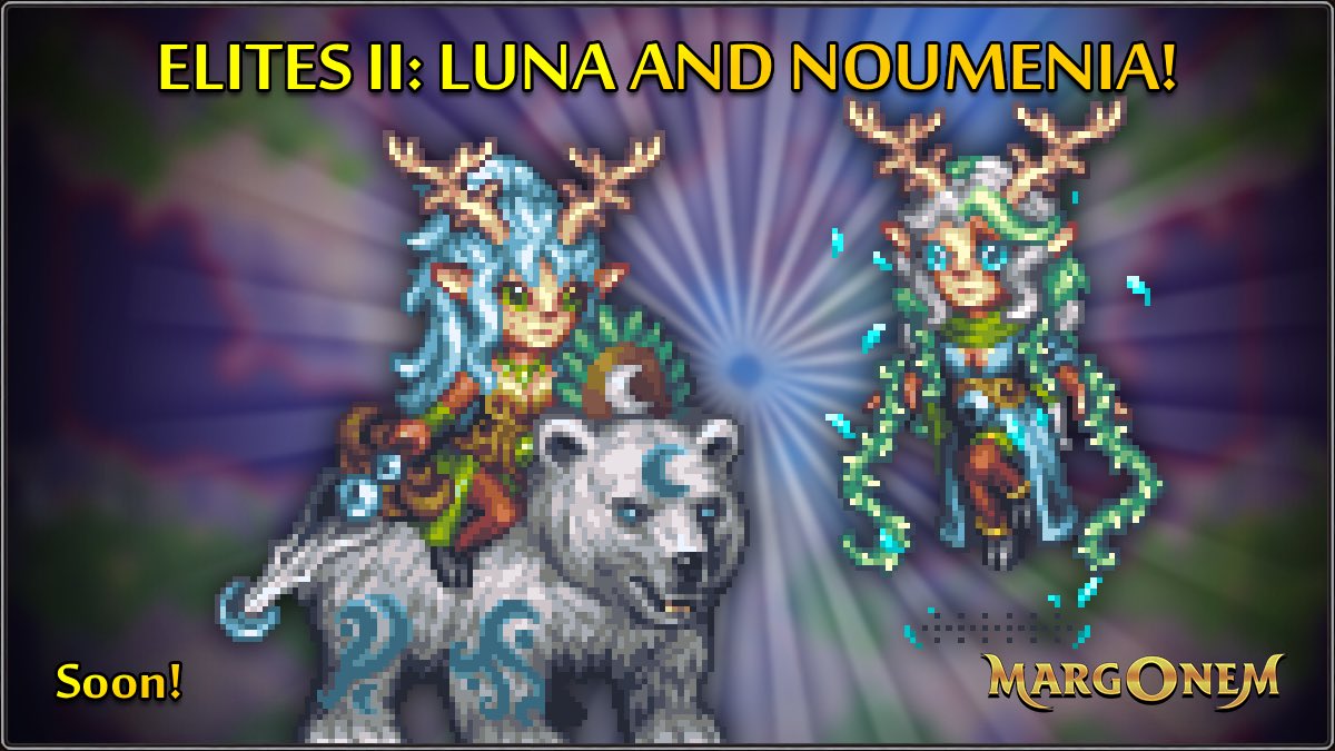 margonemcom's tweet photo. Luna and Noumenia are two new Elites II that will soon appear in the Elgar gathering. 🌙 Both of them will be available at experience level 237. One will offer a legendary helmet and two pairs of legendary gloves, while the other will offer three pairs of legendary footwear. 🥾🧤  P.S. Speaking of legendary items, Silvanasus - returning to the Game at level 241 - will have three legendary rings added to its loot table. 😉

#MargonemCOM #2d #2dgame #mmo #rpg #pixelart #game #online #new #update