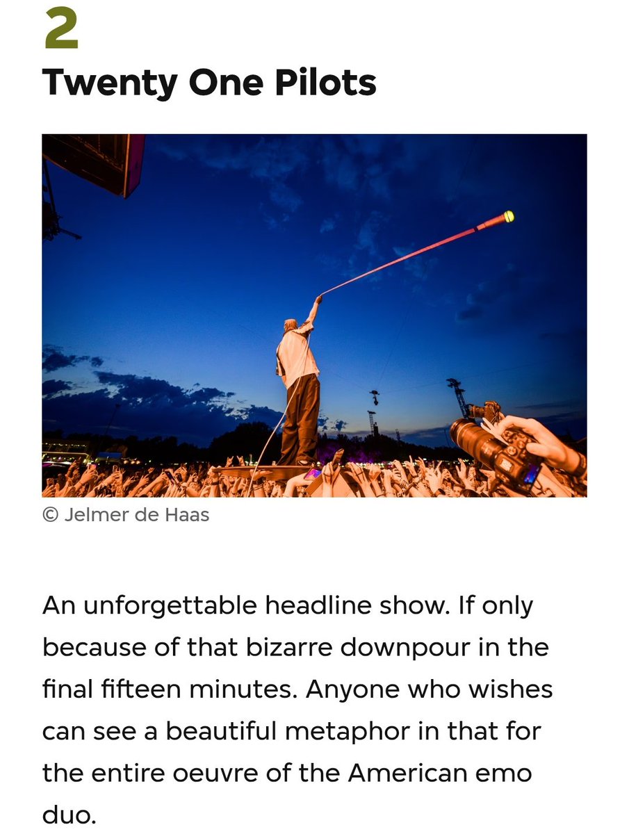 TOPUPDATERS's tweet photo. The Dutch music channel 3VOOR12 names Twenty One Pilots as the second best act at the Pinkpop Festival overall, and the best act on Friday! https://t.co/QTAL4s0hWP