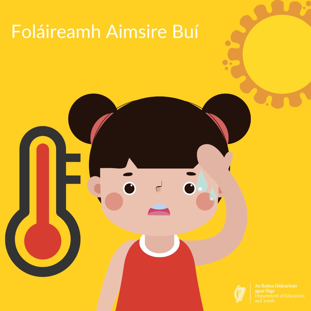 Education_Ire's tweet photo. Exceptionally warm weather is expected across Ireland this week, with high daytime temperatures, warm and humid nights, and the possibility of thunderstorms.

Please continue to check @meteireann for the latest forecasts and updated weather warnings. https://t.co/kTjGKlBOOx