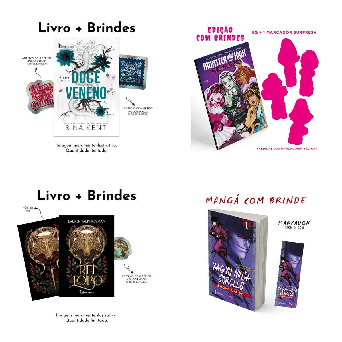 911Literatura's tweet photo. ⚡️ PRÉ-VENDAS 

⚪️ Doce veneno (Vipers vol. 2) (com brinde), de Rina Kent https://t.co/9vvUqiV2Rs

⚪️ Monster High: um ano de arrepiar | O volume 1 reúne os lançamentos do Free Comic Book Day de 2024, Monster High: Pride e Monster High: New Scaremester , números 1-4 escritos por Jacque Aye, Hannah Templer e Megan Brown e ilustrado por Caroline Shuda, Siobhan Keenan e Bowen McCurdy https://t.co/Kw669OuYZ6

⚪️ O rei lobo (com brinde), de Lauren Palphreyman https://t.co/J9pUs8sEVo

⚪️ Yagyu Ninja Scrolls: A vingança do clã Hori, de Futaro Yamada e Masaki Segawa https://t.co/jmFMiRjNXL
