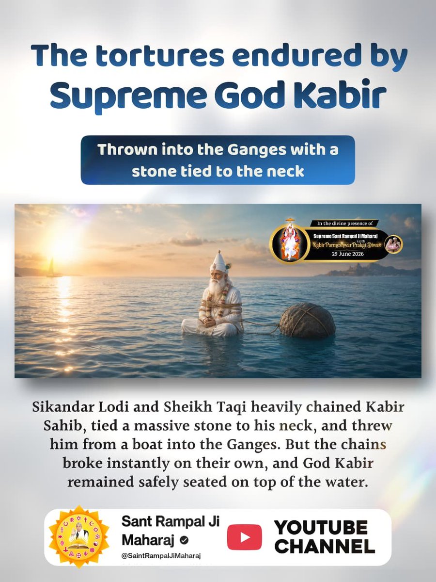 HisarSanjay's tweet photo. #परमात्मा_पर_किये_गए_जुल्म
Cannonballs, swords, and conspiracies—nothing could harm Kabir Sahib. Because He is the Supreme God, whose body is indestructible.
📖 For more information, read the book Gyan Ganga.

6Days Left Kabir Prakat Diwas
#AllianceOnPrime
#altın #كاس_العالم_٢٠٢٦ https://t.co/64bLTdKxRi