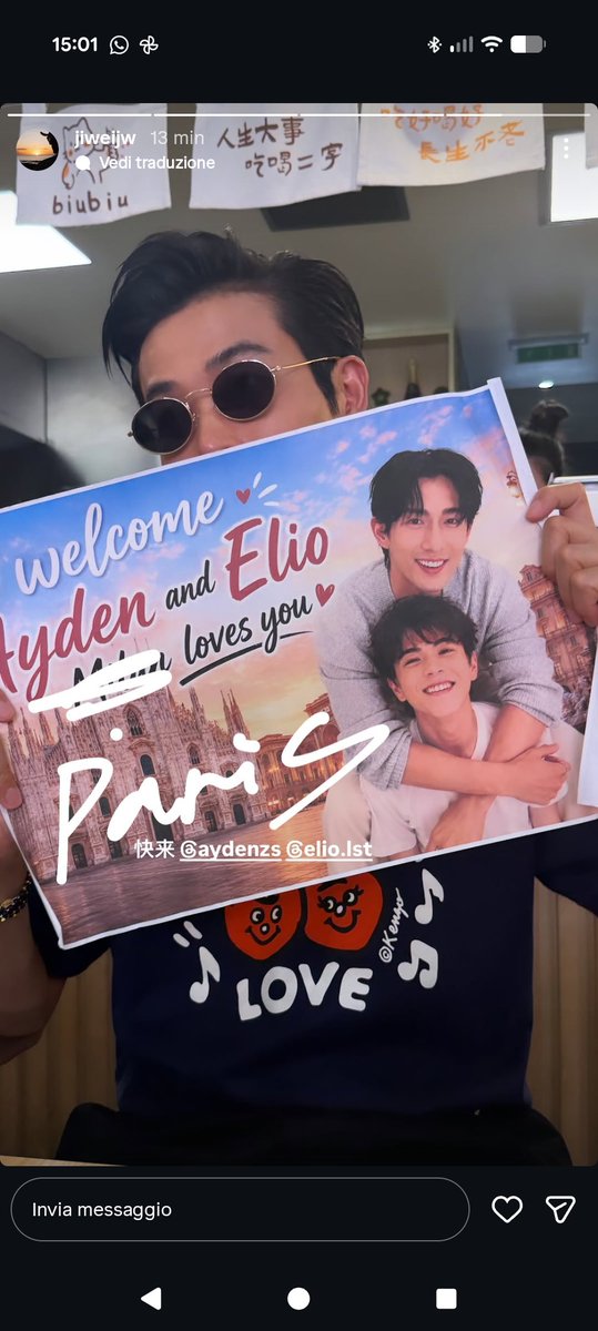 acara78's tweet photo. After the airport, I gave the sign in a smaller version to the guys with my "good wishes almonds" in Milan. 
So they carried it to Paris.
 I'm overmelted ♥️

#littlepillow #aylio #aydensng #lyusitong https://t.co/44XjBHHn1n