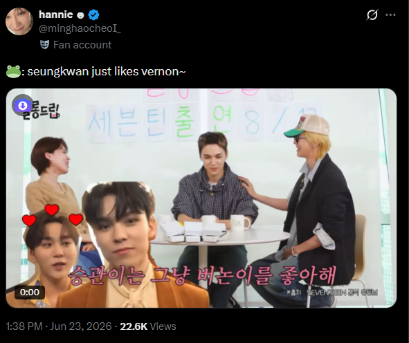 cheolhanglazer's tweet photo. guys i think seungkwan likes vernon https://t.co/8xi4CBjsSl
