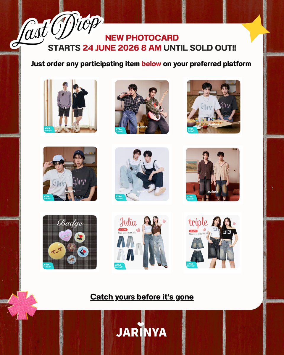 jarinyaofficial's tweet photo. ประกาศ✨

GIVEAWAY PHOTOCARD
ตั้งแต่วันที่ 24/06/69 เวลา 08:00 น.เป็นต้นไป 

สั่งสินค้าที่ร่วมรายการจะได้รับ photocard 1ชิ้นต่อ1รายการสินค้า ทุกแพลตฟอร์มออนไลน์ จนกว่า photocardจะหมด💖

#jarinyaofficial
#jarinyaxteeteepor https://t.co/4b2kMLjpqC